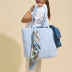 UNC graduation gift box optional tote bag add-on in light blue with decorative scarf